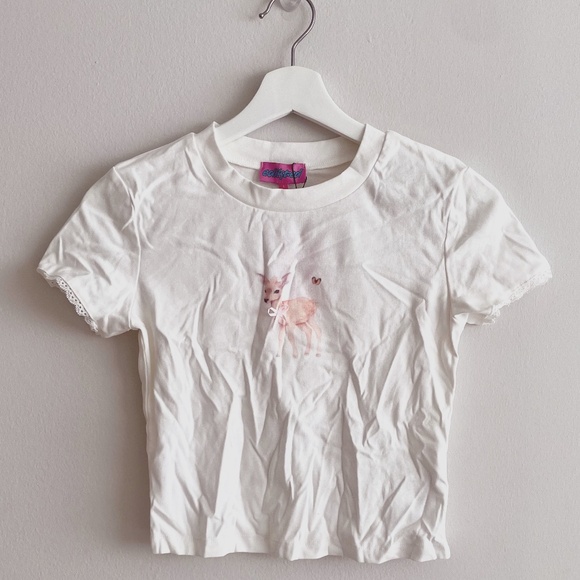 Edikted Tops - NWT: Edikted tee with cute Bambi print and bow decoration Size: S